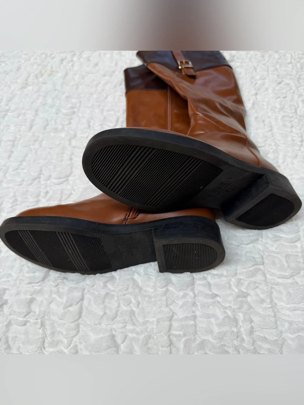 Torgēis Desiree Tall Riding Boots Brown Two Tone Buckle Size 8